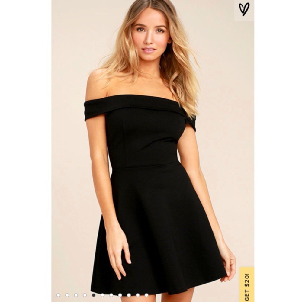 Season of Fun Black Off-the-Shoulder Skater Dress